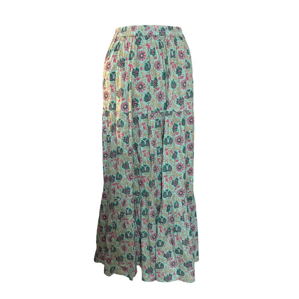 Mille Resort & Travel Cotton Skirt Paola Turquoise & Pink Cotton Floral